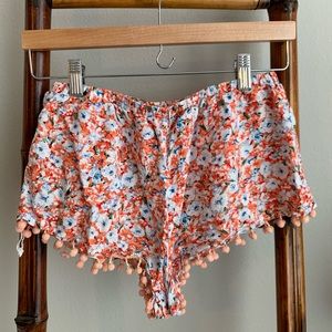 Pom Pom Floral Flowy Shorts